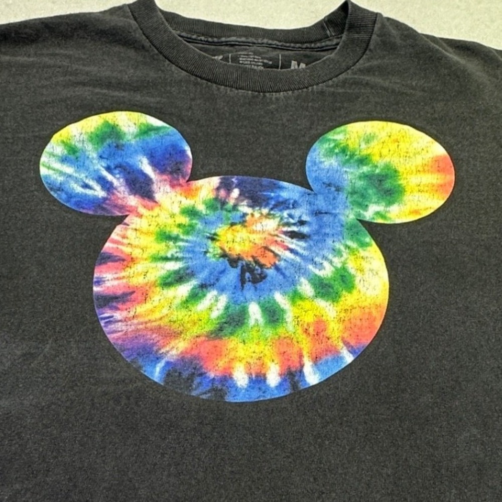 Disney x Neff Shirt Men's Medium Mickey Mouse Tie Dye Graphic Black Short Sleeve